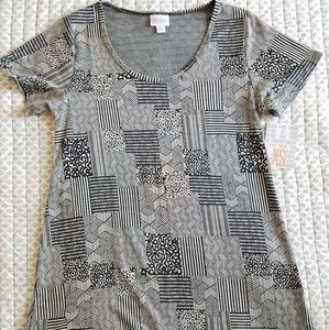 NWT Lularoe Classic T Black Cream XS Stripes